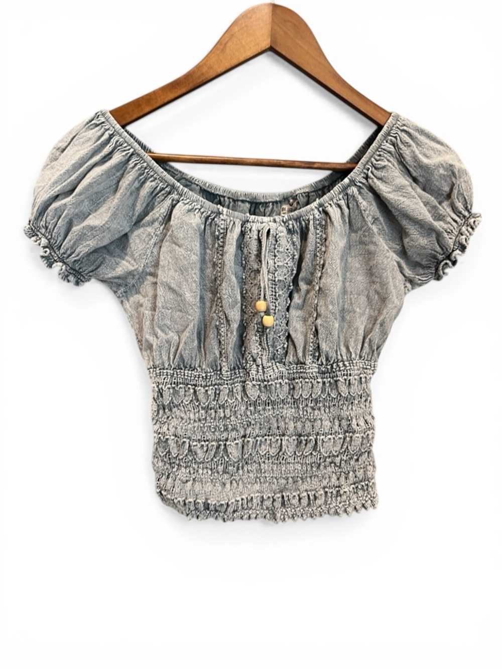 Blanco Boho Smocked Festival Crop Top